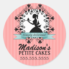 Elegante Cupcake Silhouette Bäckerei Box Siegel Runder Aufkleber