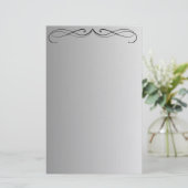 Elegante Curl Minimalistisch Modernes Grau Gradien Briefpapier (Stehend Vorderseite)