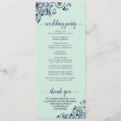 Elegante Curls & Wirbel Mint Green & Navy Hochzeit Programm (Rückseite)