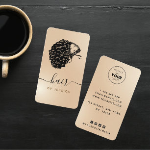 Elegante Curly Afro Friseur Schönheitssalon Visitenkarte