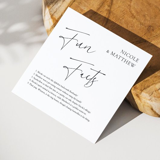 Elegante Cursive Fun Fakten Personalisierte Hochze Serviette