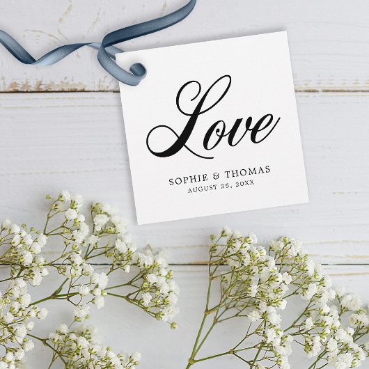 Elegante Cursive Liebe Hochzeit Geschenkanhänger