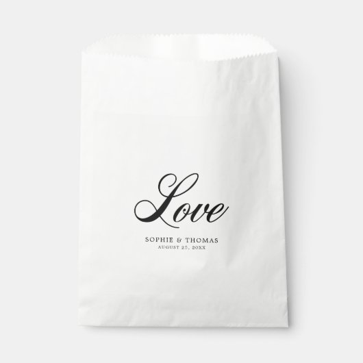 Elegante Cursive Liebe Hochzeit Geschenktütchen (Vorderseite)