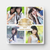 Elegante Custom 4 Foto Grid Collage Gold Graduate Fotoplatte (Vorderseite)
