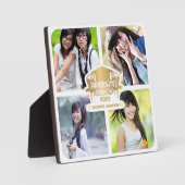 Elegante Custom 4 Foto Grid Collage Gold Graduate Fotoplatte (Vorderseite)