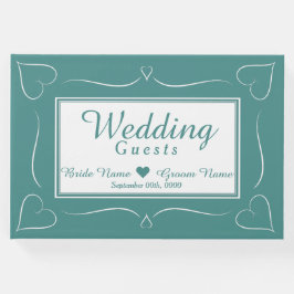 Elegante Custom Aquamarin Wedding Heart Gästebuch