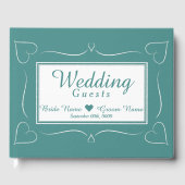 Elegante Custom Aquamarin Wedding Heart Gästebuch (Vorderseite)