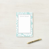 Elegante Custom Baby Blue White Tropical Blätter Post-it Klebezettel (Auf Schreibtisch)