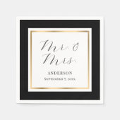 Elegante Custom Black and Gold Wedding Serviette (Vorderseite)