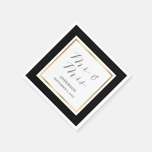 Elegante Custom Black and Gold Wedding Serviette (Ecke)