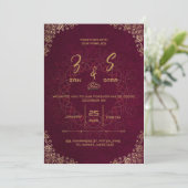 Elegante Custom Burgundy Wedding Einladung (Stehend Vorderseite)