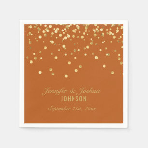Elegante Custom BURNT ORANGE Gold Confetti Wedding Serviette