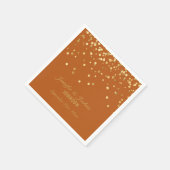 Elegante Custom BURNT ORANGE Gold Confetti Wedding Serviette (Ecke)