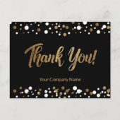 Elegante Custom Business Name Black Gold Vielen Da Postkarte (Vorderseite)