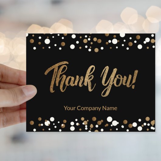 Elegante Custom Business Name Black Gold Vielen Da Postkarte