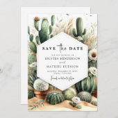 Elegante Custom Cactus Wedding Save The Date (Vorne/Hinten)