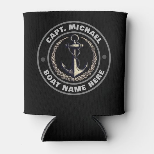Elegante Custom Captain Boat Nautical Anchor Black Dosenkühler (Vorderseite)