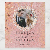 Elegante Custom Cover Glittery Wedding Weinetikett (Einzelnes Label)