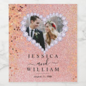 Elegante Custom Cover Glittery Wedding Weinetikett (Einzelnes Label)
