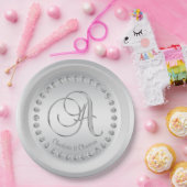 Elegante Custom Diamond Silver Monogram Wedding Pappteller (Party)