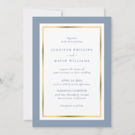 Elegante Custom Dusty Blue and Gold Wedding Einladung
