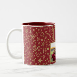 Elegante Custom Family Foto Weihnachts-Tasse Zweifarbige Tasse