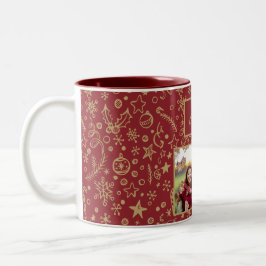 Elegante Custom Family Foto Weihnachts-Tasse Zweifarbige Tasse
