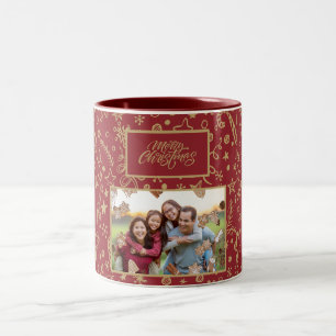 Elegante Custom Family Foto Weihnachts-Tasse Zweifarbige Tasse