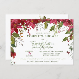 Elegante Custom Floral Christmas Couples Dusche Einladung