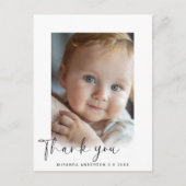Elegante Custom Foto Baby Shower Vielen Dank Postkarte (Vorderseite)