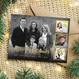 Elegante Custom Foto Collage Gold Frohe Weihnachte Feiertagspostkarte