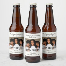 Elegante Custom Foto Happy Birthday Beer Labels