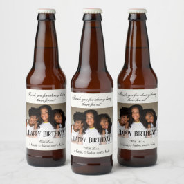 Elegante Custom Foto Happy Birthday Beer Labels Bierflaschenetikett