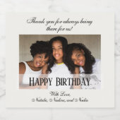 Elegante Custom Foto Happy Birthday Beer Labels Bierflaschenetikett (Einzelnes Label)