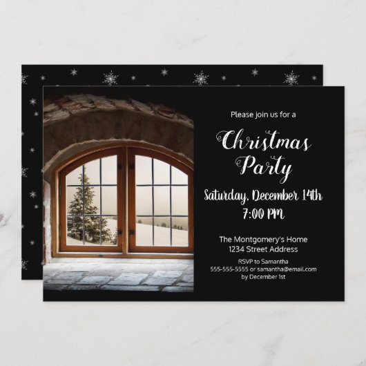 Elegante Custom Foto Weihnachts-Party Einladung (Vorne/Hinten)