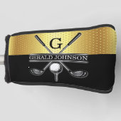Elegante Custom Gold-Black Monogram Golf Head Cove Golf Headcover (Vorderseite)