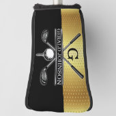Elegante Custom Gold-Black Monogram Golf Head Cove Headcover (Rotieren 90)