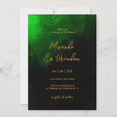 Elegante Custom Gold Emerald Green Wedding Einladung (Vorderseite)