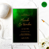 Elegante Custom Gold Emerald Green Wedding Einladung