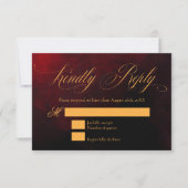 Elegante Custom Gold Red and Black Wedding RSVP Karte (Vorderseite)