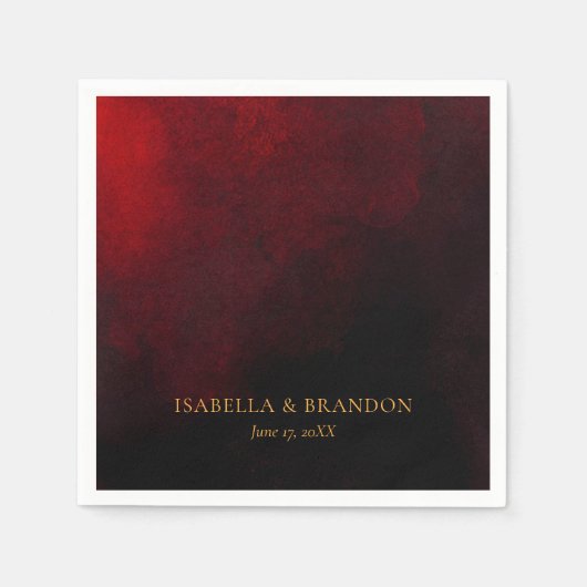 Elegante Custom Gold Red Black Wedding Serviette (Vorderseite)