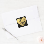 Elegante Custom Imitate Goldene Foil LIEBE Schwarz Quadratischer Aufkleber (Umschlag)