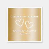 Elegante Custom Imitats Gold 50. Hochzeitstag Serviette (Vorderseite)