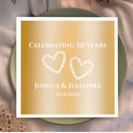 Elegante Custom Imitats Gold 50. Hochzeitstag Serviette