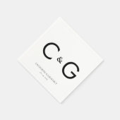 Elegante Custom Initials Monogram Wedding Napkins Serviette (Ecke)