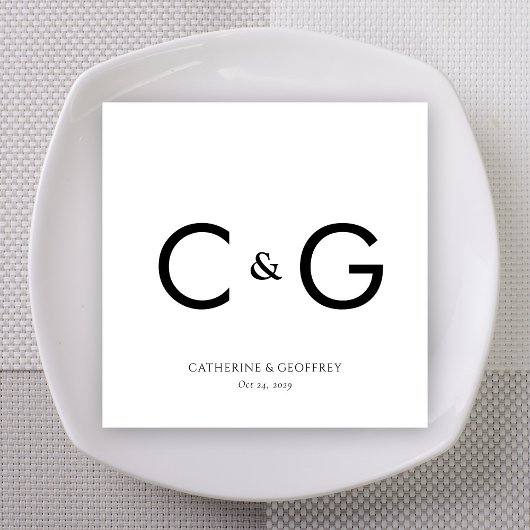 Elegante Custom Initials Monogram Wedding Napkins Serviette