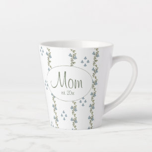 Elegante Custom "Mama, est. 20xx" einfache florale Milchtasse