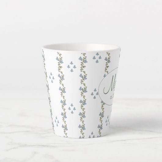 Elegante Custom "Mama, est. 20xx" einfache florale Milchtasse (Vorderseite)