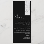 Elegante Custom mit Gast Name Black and White Menükarte (Vorderseite)