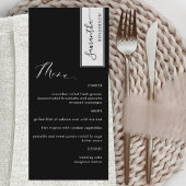 Elegante Custom mit Gast Name Black and White Menükarte